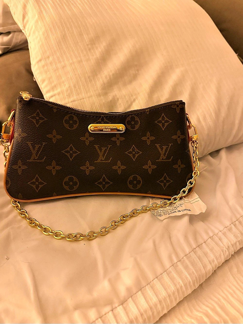 Louis Vuitton Pochette Liv Monogram Shoulder Bag Brown & Gold